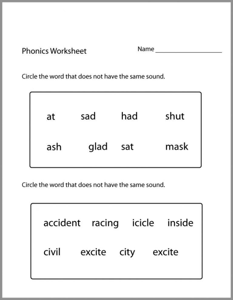 English First Grade Worksheets Printable