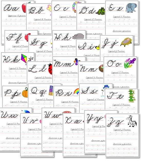 Cursive Writing Practice Sheets A-z Capital