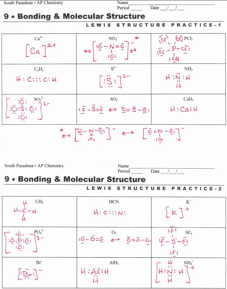 Lewis Dot Structure Worksheet Answers