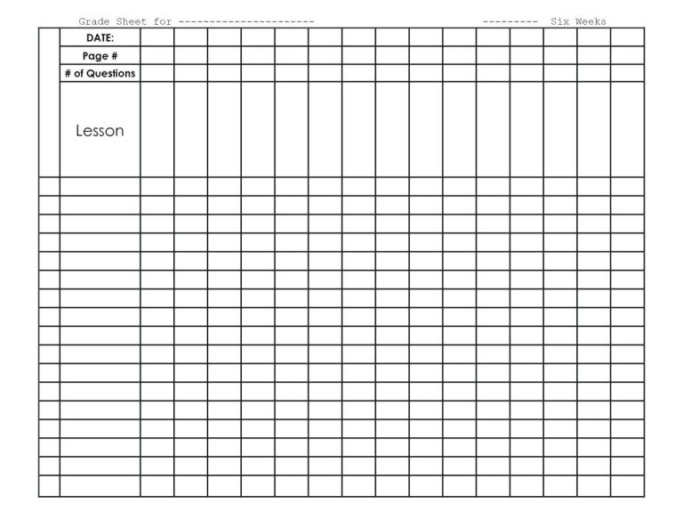 Grading Sheet For Teachers