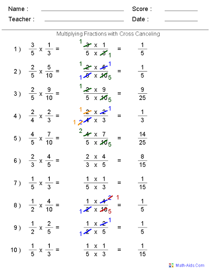 Math Drills Fractions