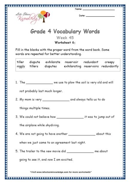 Grade 5 English Worksheets Canada