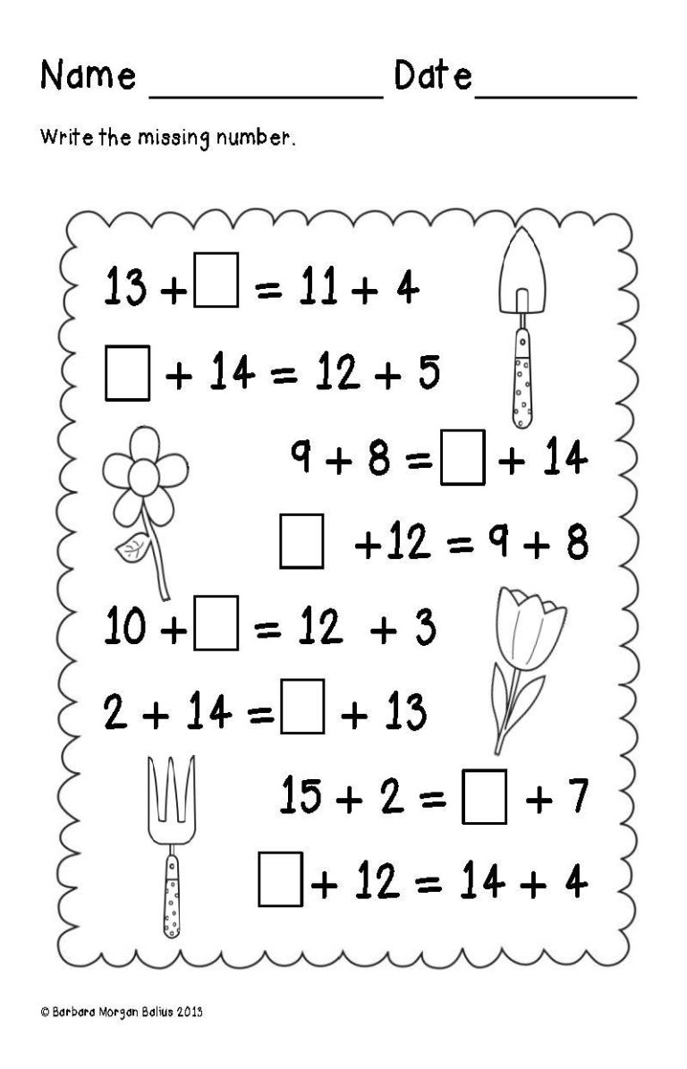 Balancing Equations Worksheet 2nd Grade