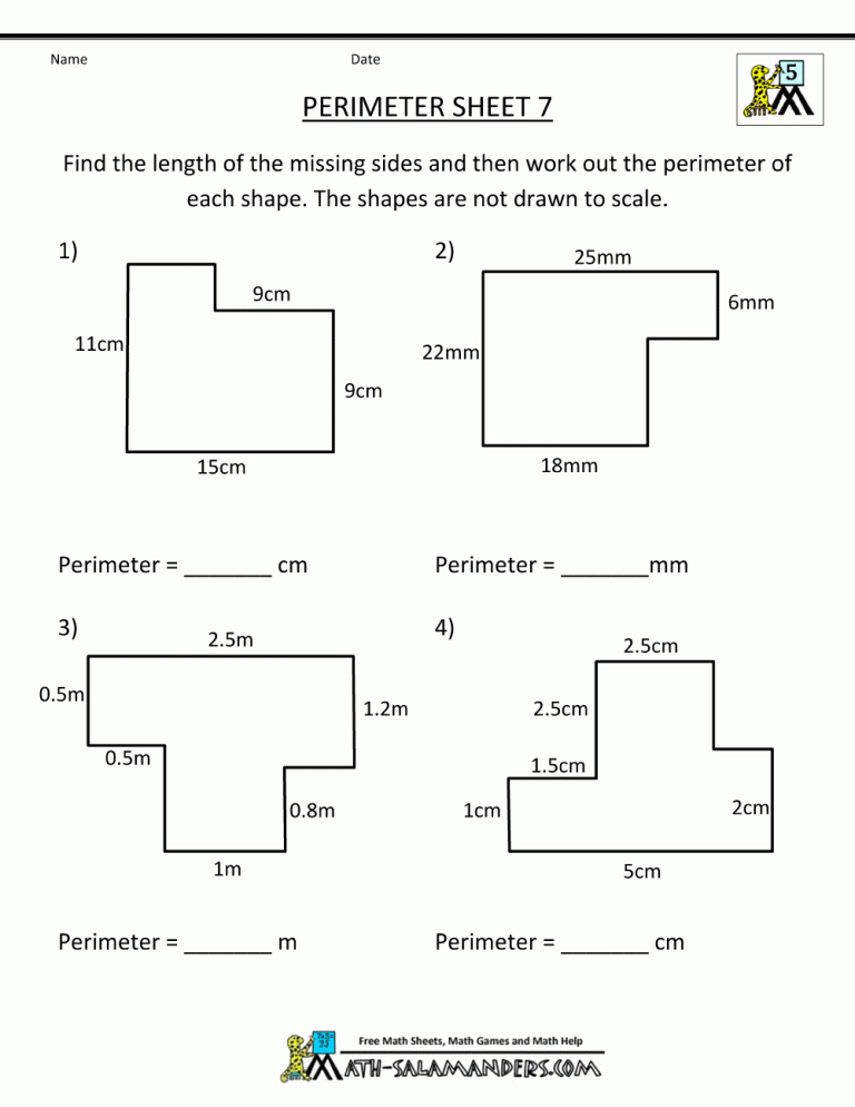 Printable Perimeter Worksheets Pdf