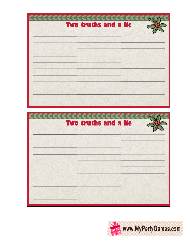 Printable Two Truths And A Lie Worksheet