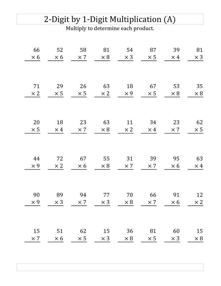 Multiplication Worksheets Grade 5 Printable