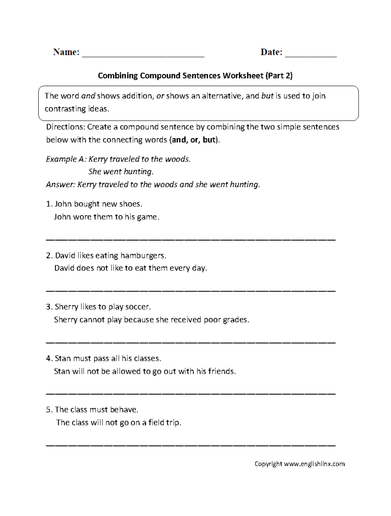 Complex Sentences Worksheet For Grade 5