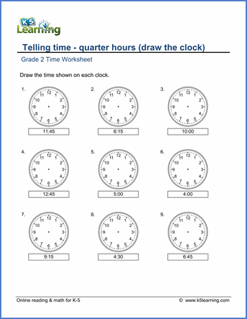 Grade Telling Time Worksheets Pdf