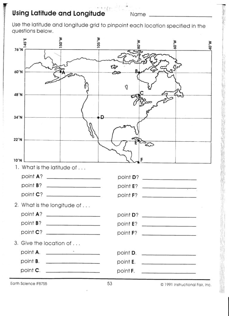 5th Grade Free Latitude And Longitude Worksheets