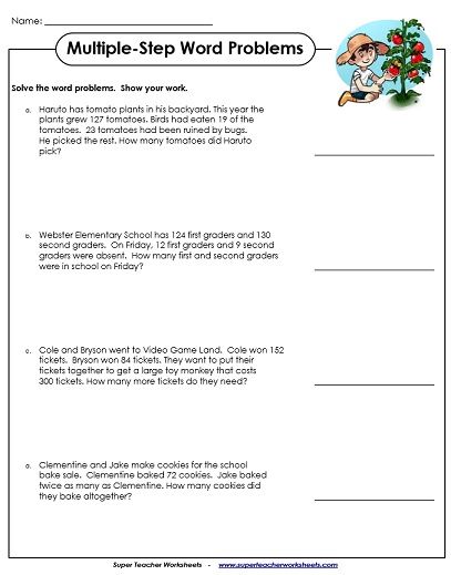 3rd Grade Addition Word Problems For Grade 2 Worksheets