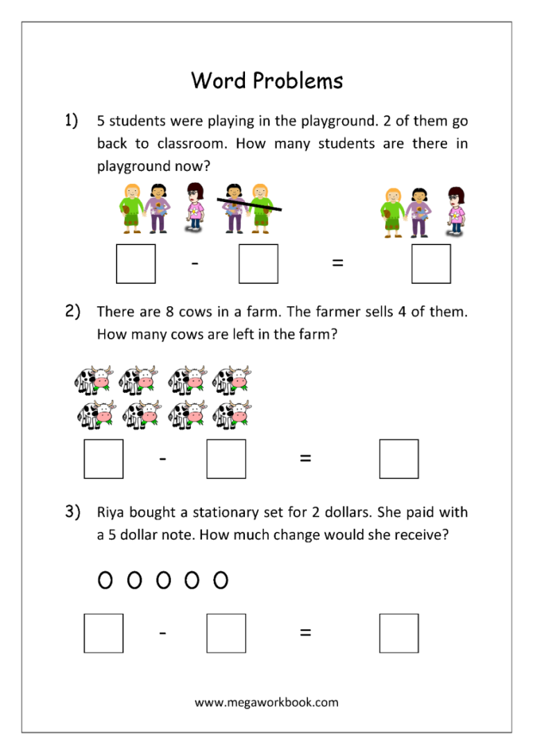 Mixed Addition And Subtraction Word Problems 1st Grade