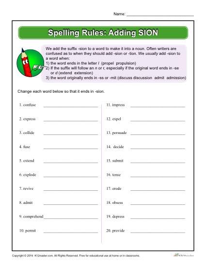 Ed Spelling Rules Worksheets