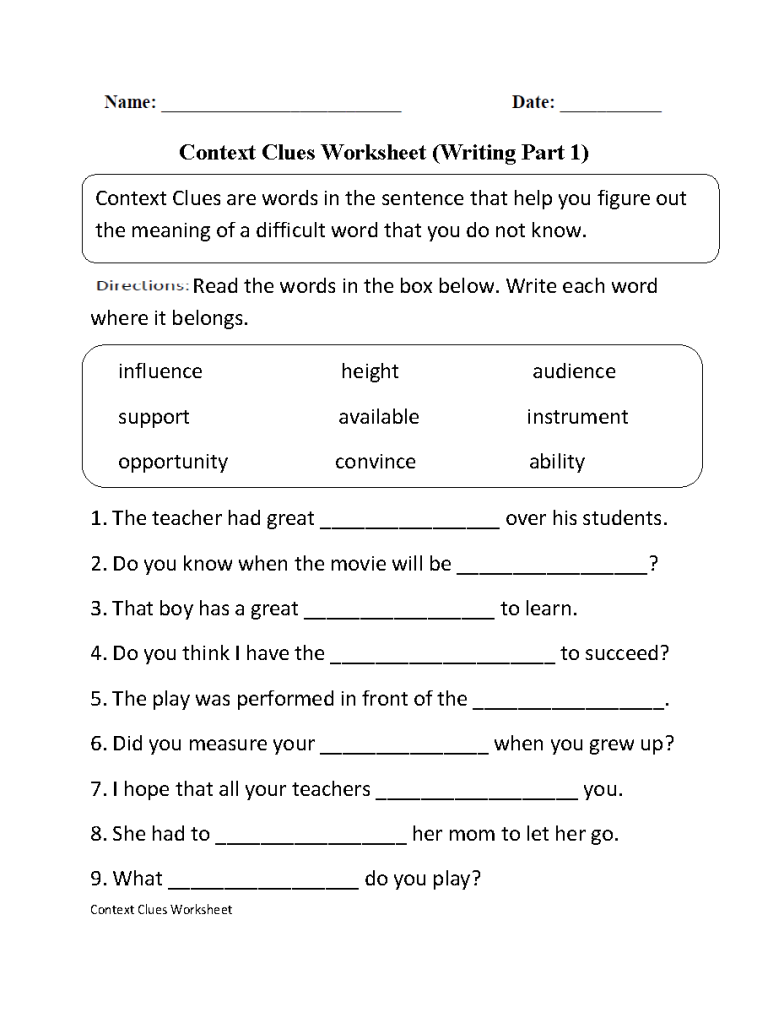 Multiple Choice Context Clues Worksheets 5th Grade