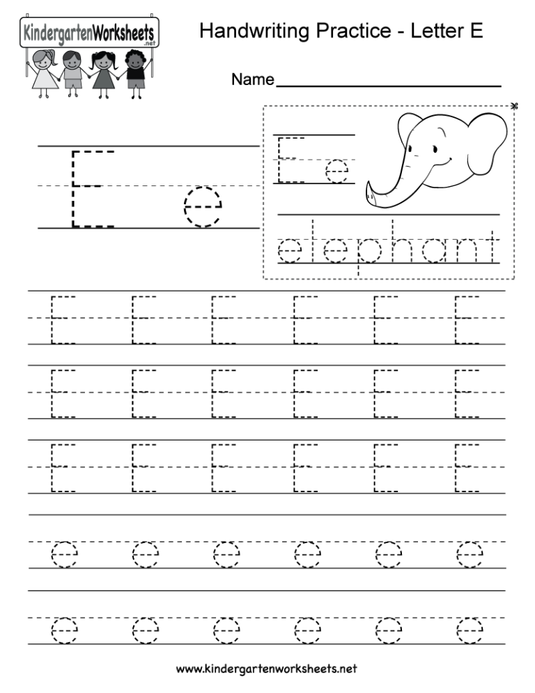 Tracing Letter E Worksheets Pdf