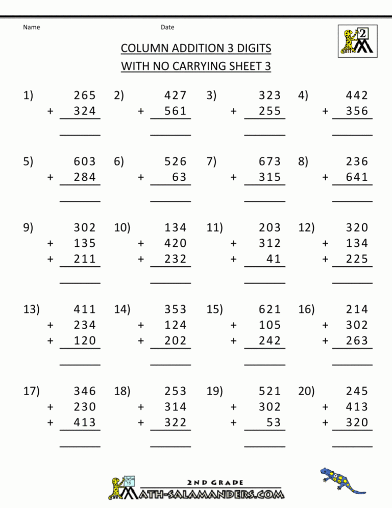 Printable Math Sheets Addition And Subtraction