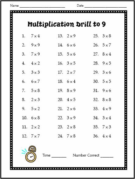 Multiplication Drills 5s