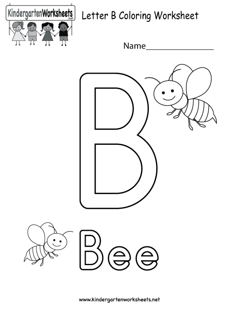 Coloring Letter B Worksheets For Kindergarten