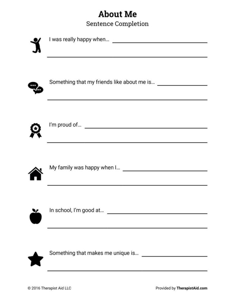 Self Esteem Worksheets Pdf