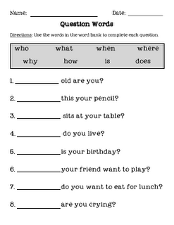 Wh Questions Worksheets With Answers Pdf