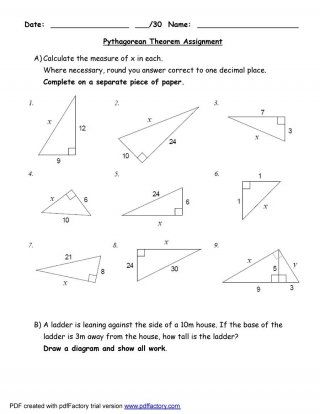 Pythagorean Theorem Worksheets Grade 9 Pdf