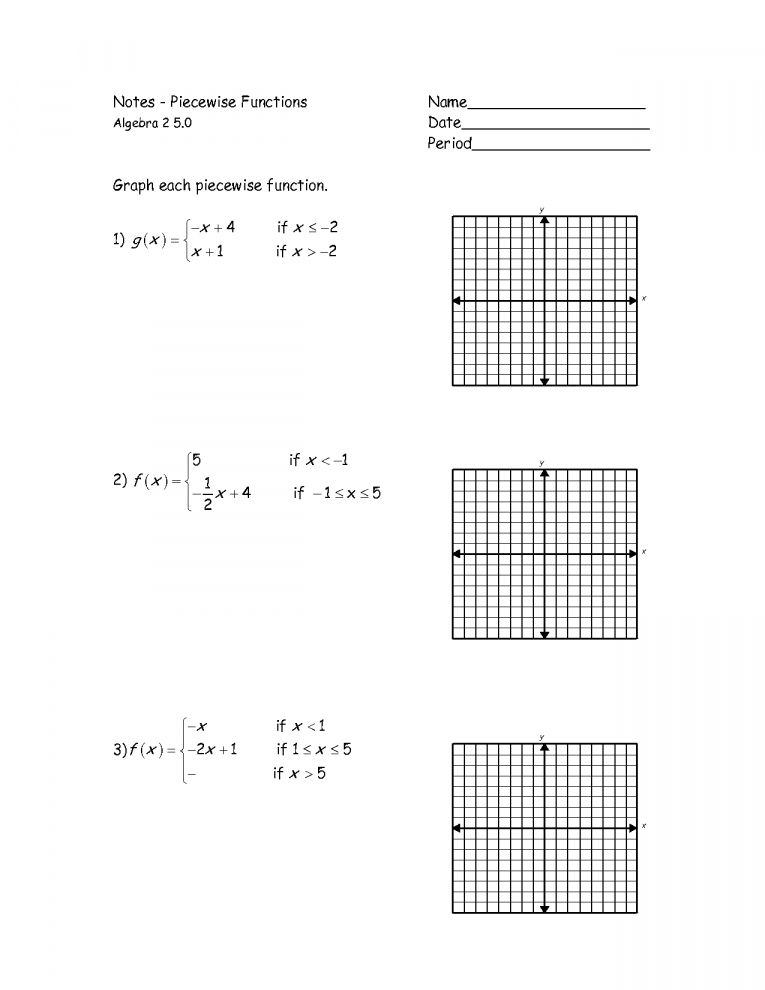 Functions Worksheet Algebra 2