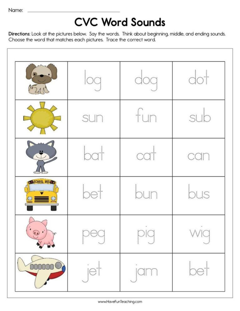 Cvc Words Worksheets