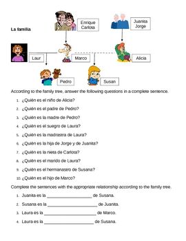 Printable Spanish Family Worksheet