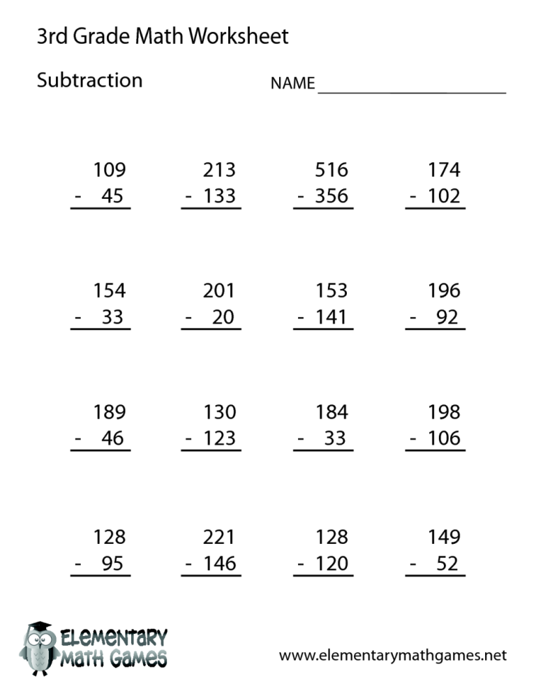 Maths Worksheet For Class 3 Addition