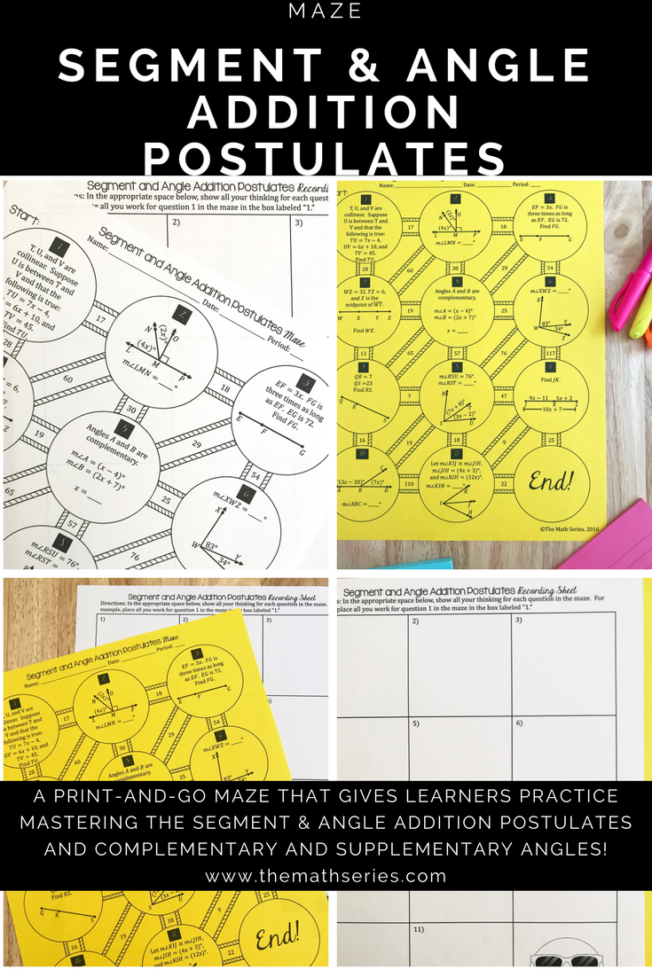 Segment Addition Postulate Worksheet Answer Key