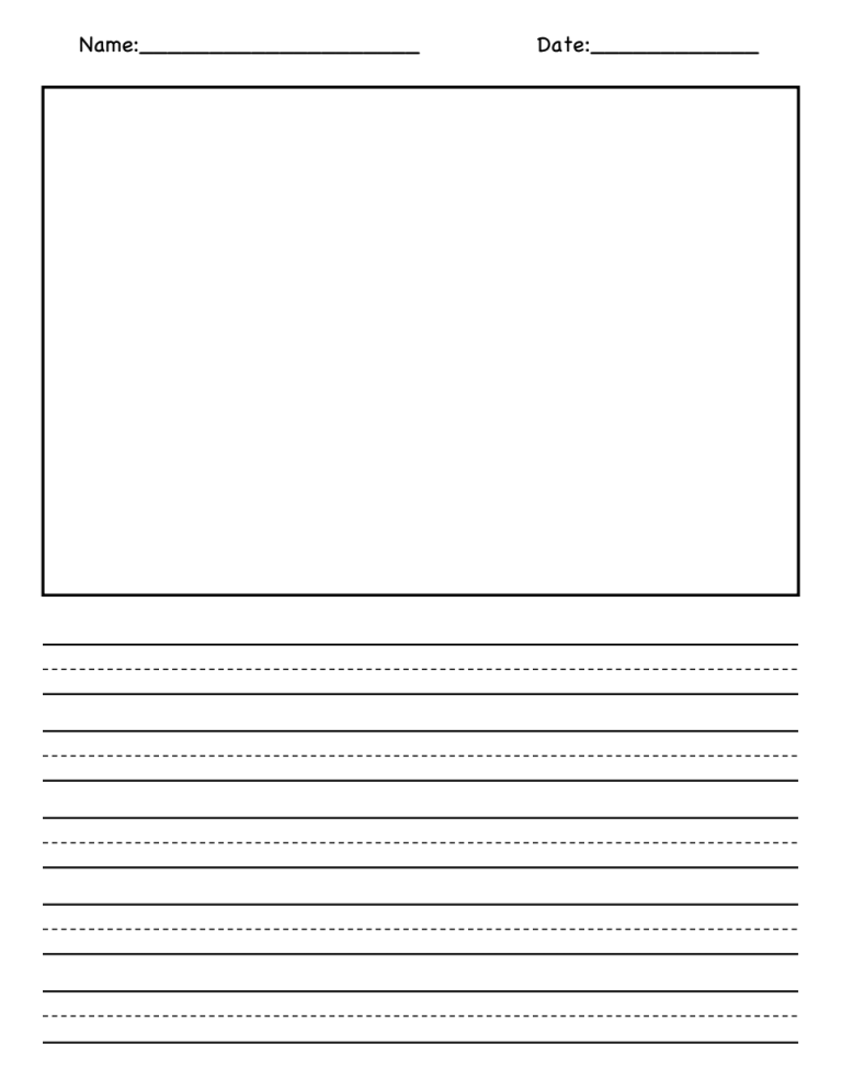 Kindergarten Writing Worksheets Blank