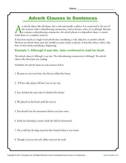 5th Grade Adverbs In Sentences Worksheet