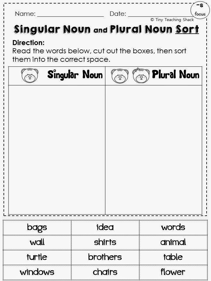 Singular And Plural Worksheets For Kindergarten