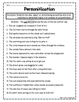 Figurative Language Worksheets 3rd Grade