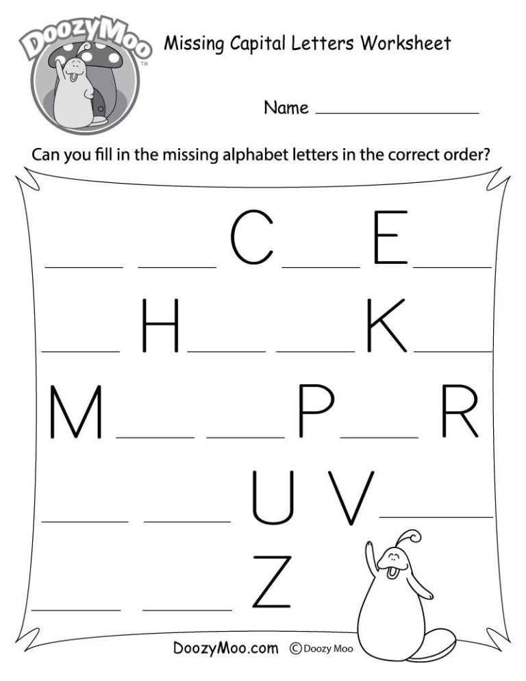 Missing Letters Worksheets For Grade 5