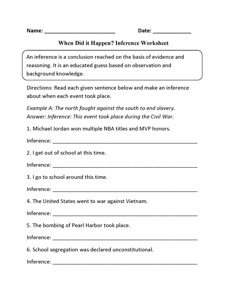 Inference Worksheets For Speech Therapy