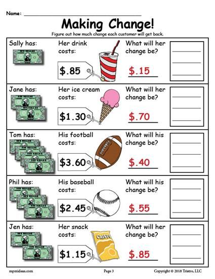 Money Worksheets Pdf Free