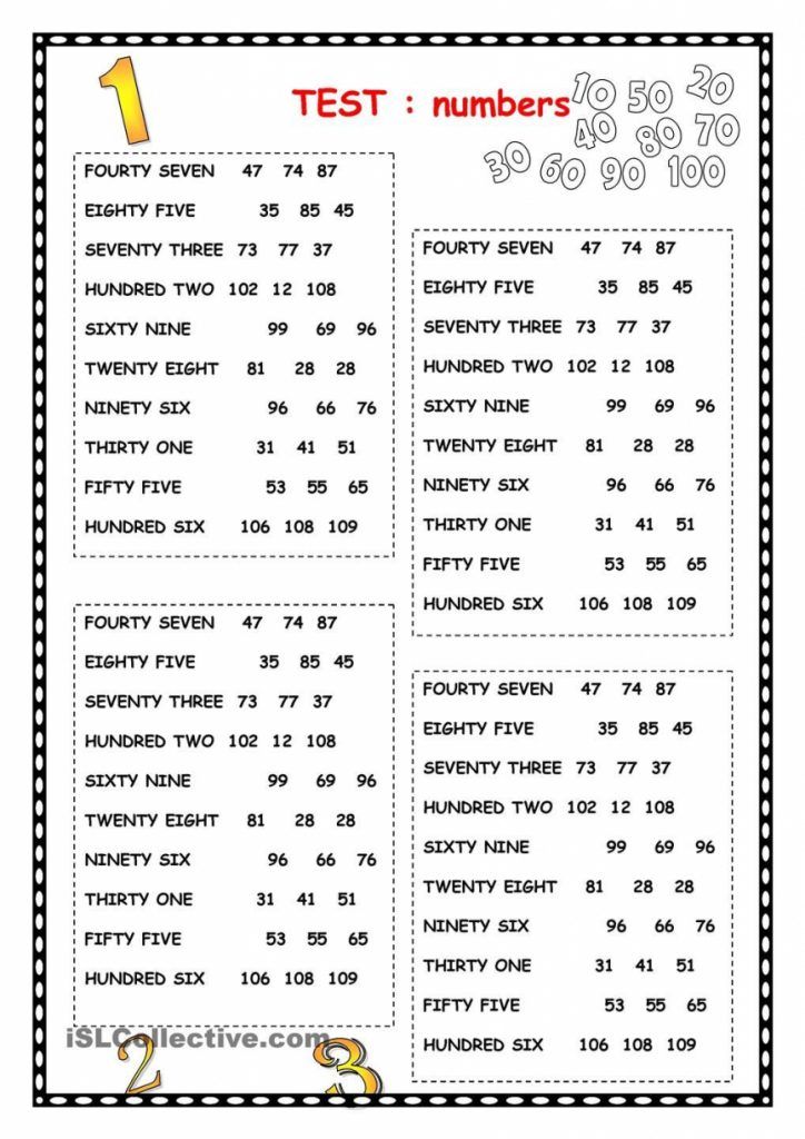 Free Spanish Numbers Worksheet 1-100