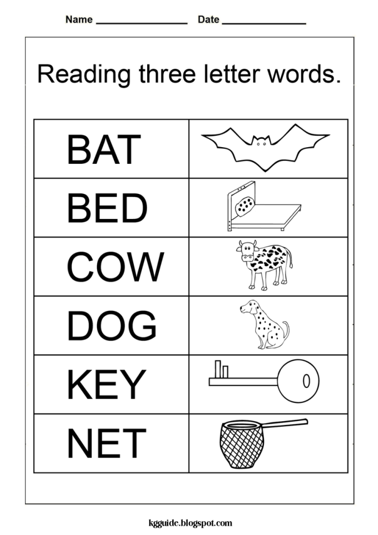 Phonics Three Letter Words Worksheets