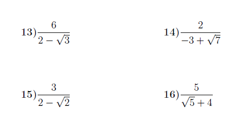 Rationalizing The Denominator Worksheet Answers