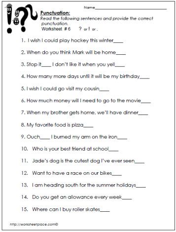 Punctuation Worksheets With Answers For Grade 7