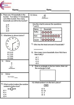 Printable Grade 1 Assessment Test Worksheets