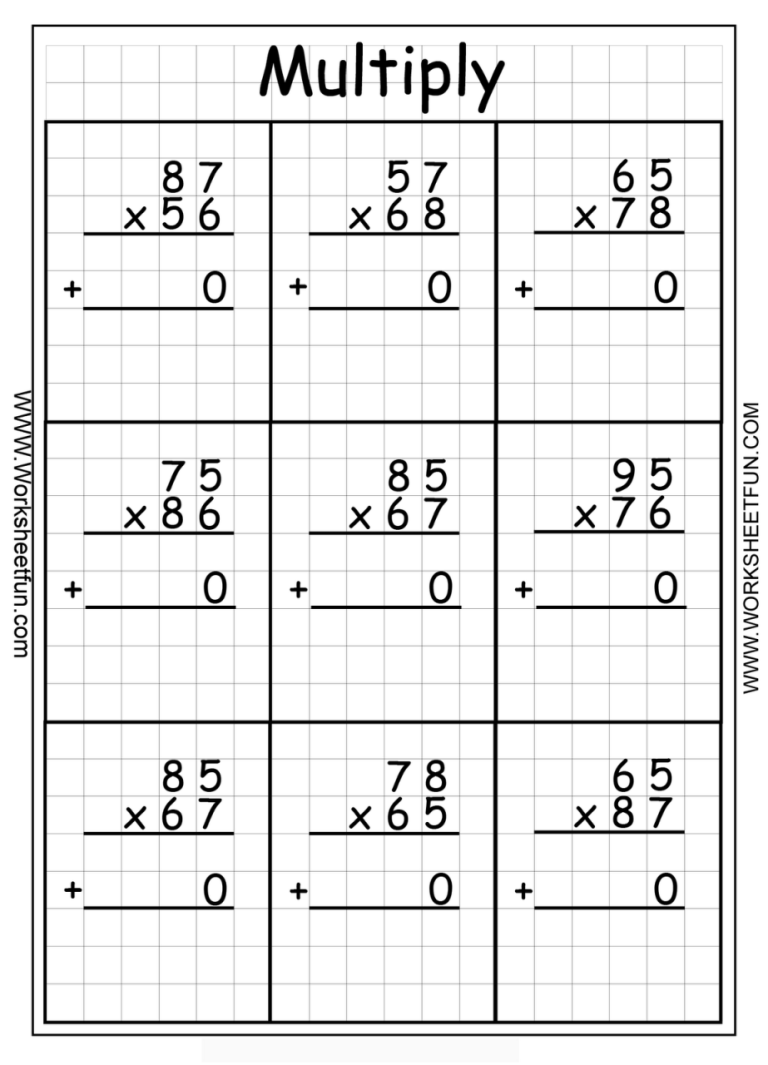 4th Grade Cross Multiplication Worksheet