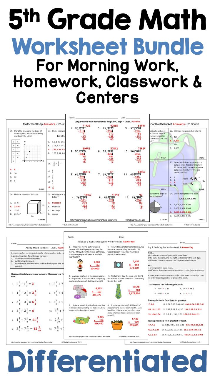 5th Grade Free Worksheets For Teachers