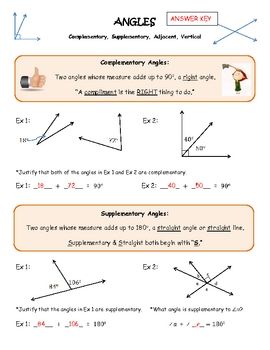 Vertical Angles Worksheet Answers