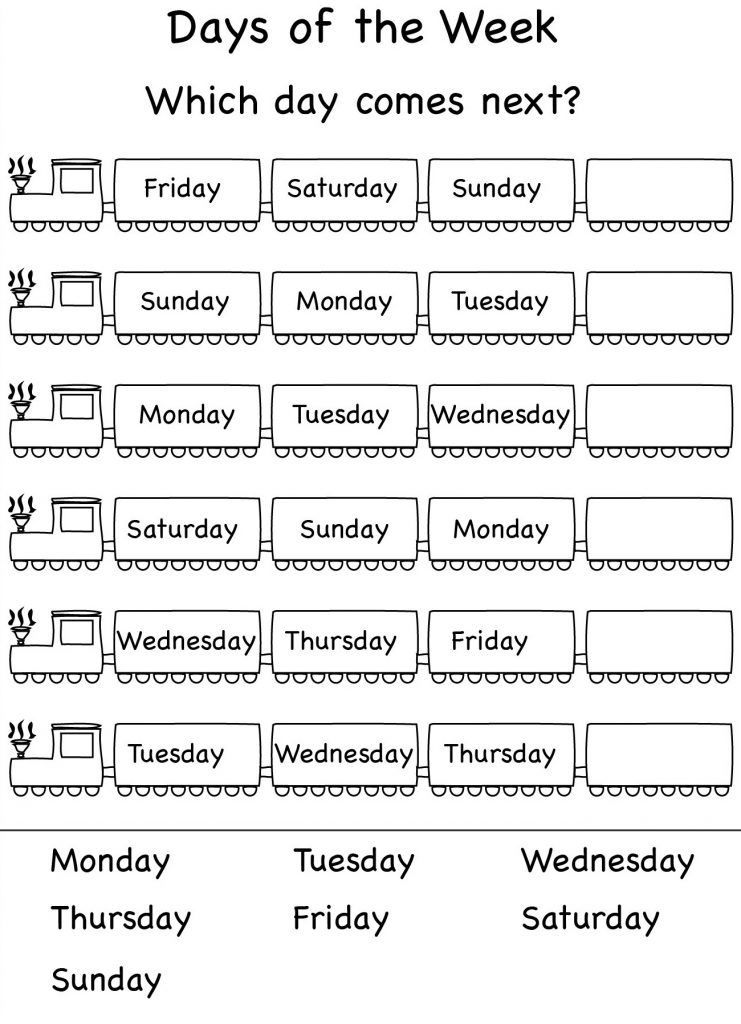 Days Of The Week Worksheets 1st Grade