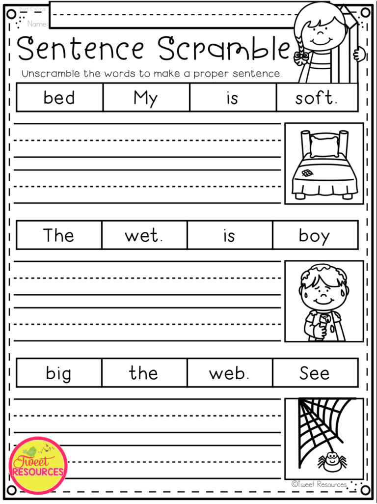 Sentence Structure Worksheets 1st Grade