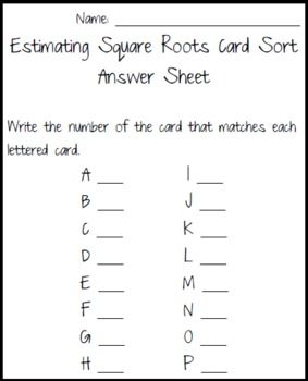 Estimating Square Roots Worksheet 8th Grade