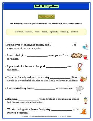 Linking Words Worksheet