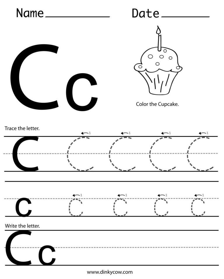 Tracing Letter C Worksheets For Kindergarten