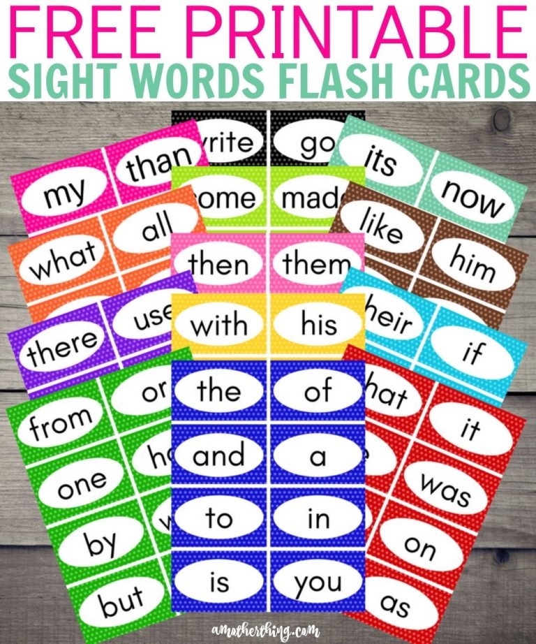 Free Printable Kindergarten Sight Words Flash Cards